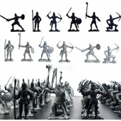 60 pcs/lot Sliver Black Ancient Soldier Figures Toy Middle Ages Army Infantry Archer Sword and Shield Swordman Archaic Soldie...