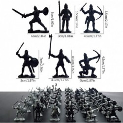 60 pcs/lot Sliver Black Ancient Soldier Figures Toy Middle Ages Army Infantry Archer Sword and Shield Swordman Archaic Soldie...