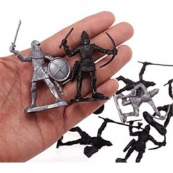 60 pcs/lot Sliver Black Ancient Soldier Figures Toy Middle Ages Army Infantry Archer Sword and Shield Swordman Archaic Soldie...