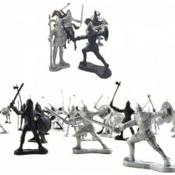 60 pcs/lot Sliver Black Ancient Soldier Figures Toy Middle Ages Army Infantry Archer Sword and Shield Swordman Archaic Soldie...