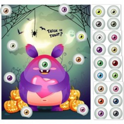 Pin The Heart on The Monster Halloween Pin Games with 24 PCS Eyes Cute Monster Game with Stickers Halloween Party Decorations...