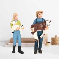 Pack of 5 Realistic Farmer People Model Figures Toy Playset Plastic Farm Keeper Figurines Preschool Educational Learn Cogniti...