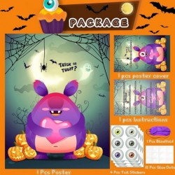 Pin The Heart on The Monster Halloween Pin Games with 24 PCS Eyes Cute Monster Game with Stickers Halloween Party Decorations...