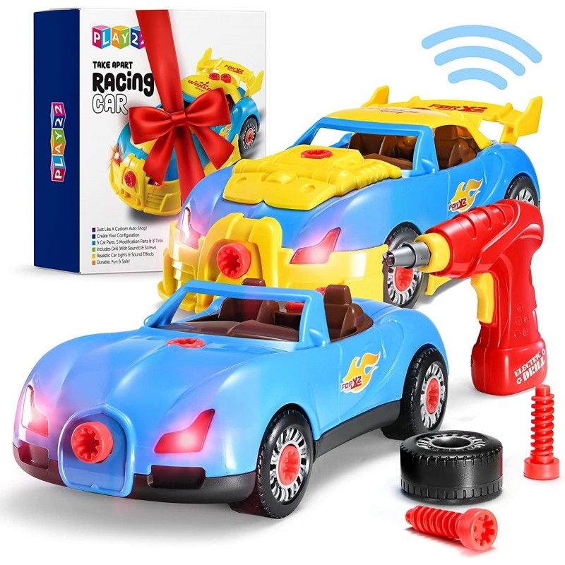 Take Apart Racing Car Toys - Build Your Own Toy Car with 30 Piece Constructions Set - Toy Car Comes with Engine Sounds & Ligh...