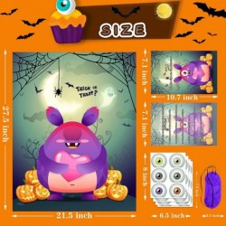 Pin The Heart on The Monster Halloween Pin Games with 24 PCS Eyes Cute Monster Game with Stickers Halloween Party Decorations...