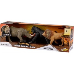 Lion Rhino Gorilla Plastic Educational Posable Safari Animal Figures (3 Piece) Yellow $41.47 Play Figure Playsets