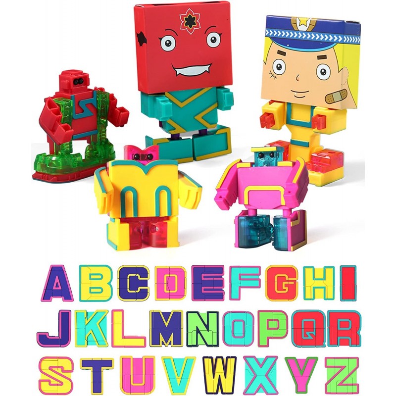 26 Pieces Alphabet Robots Alphabots ABC Letter Learning Toys for Kids Transforming Action Figure with Fun Little Box Preschoo...