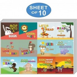 Animal Good Reading Habit Stickers (10-Sheet) – Total 120 pcs (10 X 12pcs) Individual Small Size 2.1 x 2. Inches Waterproof U...