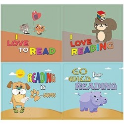 Animal Good Reading Habit Stickers (10-Sheet) – Total 120 pcs (10 X 12pcs) Individual Small Size 2.1 x 2. Inches Waterproof U...