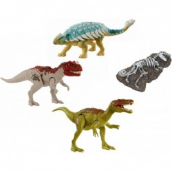 Camp Cretaceous Dinosaur Roar Attack Bundle - 3 Jurassic World Figures Fossil Finds Resin T-Rex (Ankylosaurus Bumpy Baryonyx ...