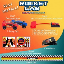 Foot Pneumatic Racer 1 Toy Car Rocket Launcher and 2 Air Powered Car with Ramp Sticker and Finish Line. Ideal for Outdoor and...