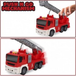 Light Up Ladder Fire Truck Red Firetruck Toys for Kids with Lights Sounds Water-Spraying Hose and Extendable Ladder Light-Up ...