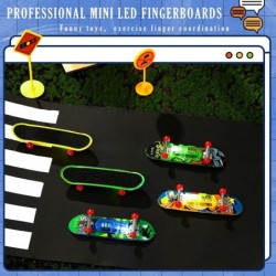 18 Pcs Light Up Mini Finger Toys LED Finger Skateboards Novelty Glowing Skateboard Toys Fingerboard Decorations LED Fingertip...