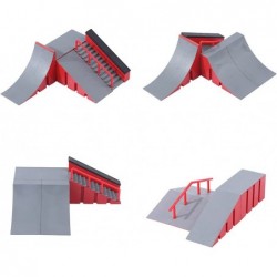 Finger Skateboard Ramp Set with 1 Finger Skateboard DIY Finger Skatepark Kit Multiple Skate Park Model Ramp Parts Mini Skateb...