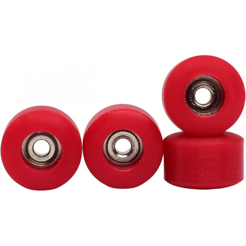 Apex 71D Urethane Fingerboard Wheels New Street Shape 7.7mm Diameter Ultra Spin Bearings - Made in The USA - Cherry Red Color...