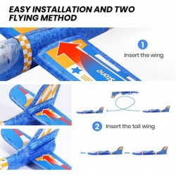 Airplane Toy 2 Pack LED Foam Airplane for Kids Large Throwing Foam Plane 2 Flight Mode Glider Plane Flying Toys with 2 Sticke...