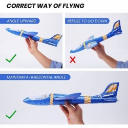 Airplane Toy 2 Pack LED Foam Airplane for Kids Large Throwing Foam Plane 2 Flight Mode Glider Plane Flying Toys with 2 Sticke...