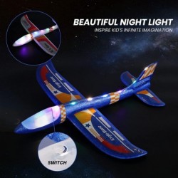 Airplane Toy 2 Pack LED Foam Airplane for Kids Large Throwing Foam Plane 2 Flight Mode Glider Plane Flying Toys with 2 Sticke...