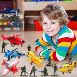 28 Pack Pull Back Airplane Toys Including Soldier Men Set Plane Playset Including Helicopter Jet Fighter Jet Bomber Biplane G...