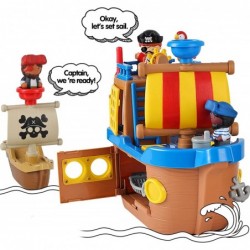 Large Pirate Ship Toys Kids Pretend Adventure Playset W/ Figures Boat Island &Treasure Toddler Imaginative Play W/ Light Soun...