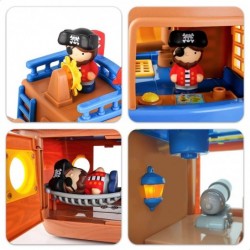 Large Pirate Ship Toys Kids Pretend Adventure Playset W/ Figures Boat Island &Treasure Toddler Imaginative Play W/ Light Soun...