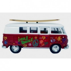 1962 Volkswagen Bus Peace & Love with Surfboard $39.77 Kids' Play Buses