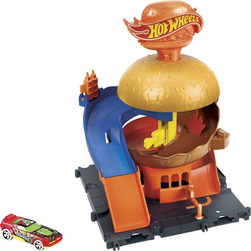 City Burger Drive-Thru Playset with 1 Vehicle Connects to Other Playsets & Tracks Gift for Kids Ages 4 to 8 Years Old $21.13 ...