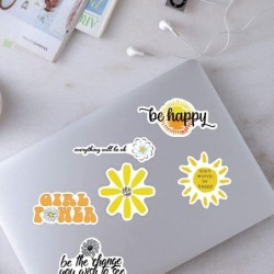 50Pcs Positive Cute Sticker Daisy Sticker for Teens Girls| Perfect for Waterbottle Laptop Phone Hydro Flask Vinyl Stickers Te...