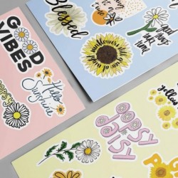 50Pcs Positive Cute Sticker Daisy Sticker for Teens Girls| Perfect for Waterbottle Laptop Phone Hydro Flask Vinyl Stickers Te...