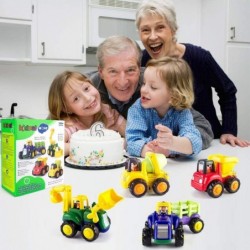 Friction Powered Cars for 1 2 3 Year Old Boy & Girl Toddler Car Toy with 4 Sets Tractor Truck Dumper Bulldozer Toy Constructi...