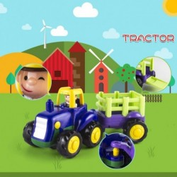 Friction Powered Cars for 1 2 3 Year Old Boy & Girl Toddler Car Toy with 4 Sets Tractor Truck Dumper Bulldozer Toy Constructi...