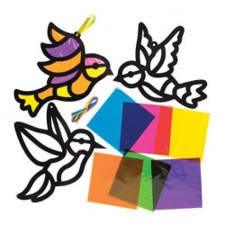 AW299 Bird Stained Glass Decorations - Pack of 6 Spring Themed Craft Kits for Kids to Decorate and Display $17.02 Craft Kits