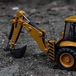 Backhoe Loader Heavy Duty Wheeled Excavator Construction Site Vehicle Toys 1：50 Scale Site Backhoe Digger Engineering Car Sit...