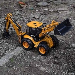 Backhoe Loader Heavy Duty Wheeled Excavator Construction Site Vehicle Toys 1：50 Scale Site Backhoe Digger Engineering Car Sit...