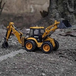 Backhoe Loader Heavy Duty Wheeled Excavator Construction Site Vehicle Toys 1：50 Scale Site Backhoe Digger Engineering Car Sit...