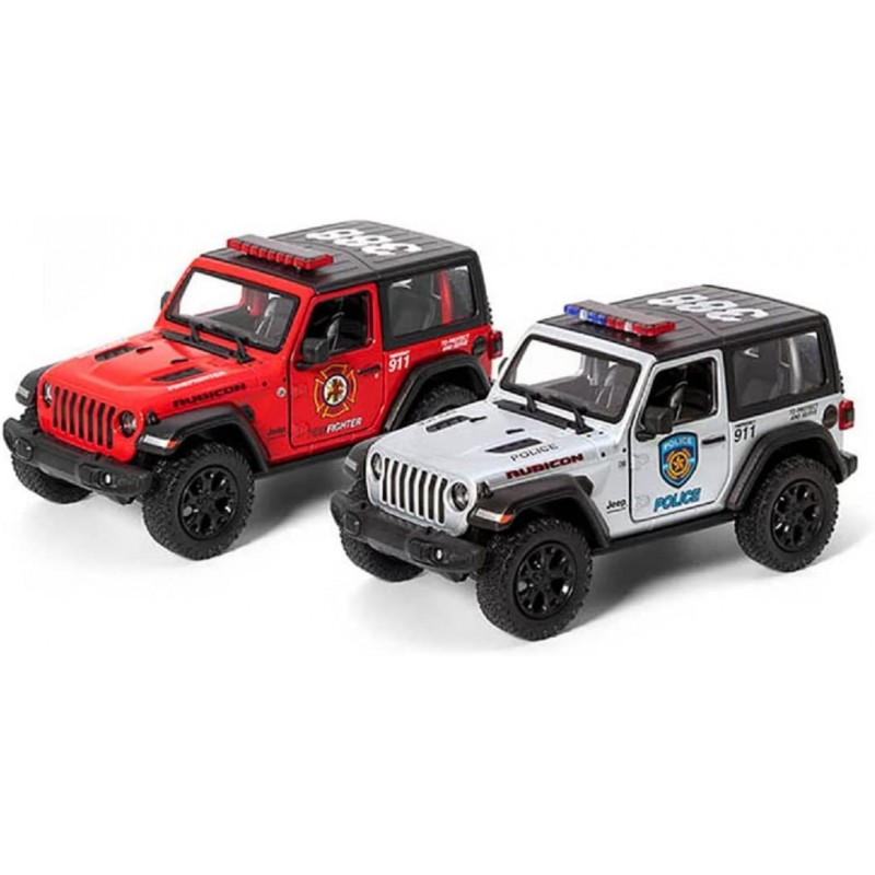 Jeep Wrangler Fire & Police Edition 5" 1:34 Scale Die Cast Metal Model Toy Car (SetOf2) $26.69 Kids' Play Cars & Race Cars