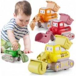 Construction Vehicle Toys Cars for 3 4 5 6 7 Year Old Toddlers 4 Pack Press and Go Trucks Set Bulldozer Excavator Road Roller...