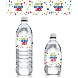 Personalized Multi-Color Happy Birthday Water Bottle Labels - 24 Stickers $27.04 Kids' Stickers