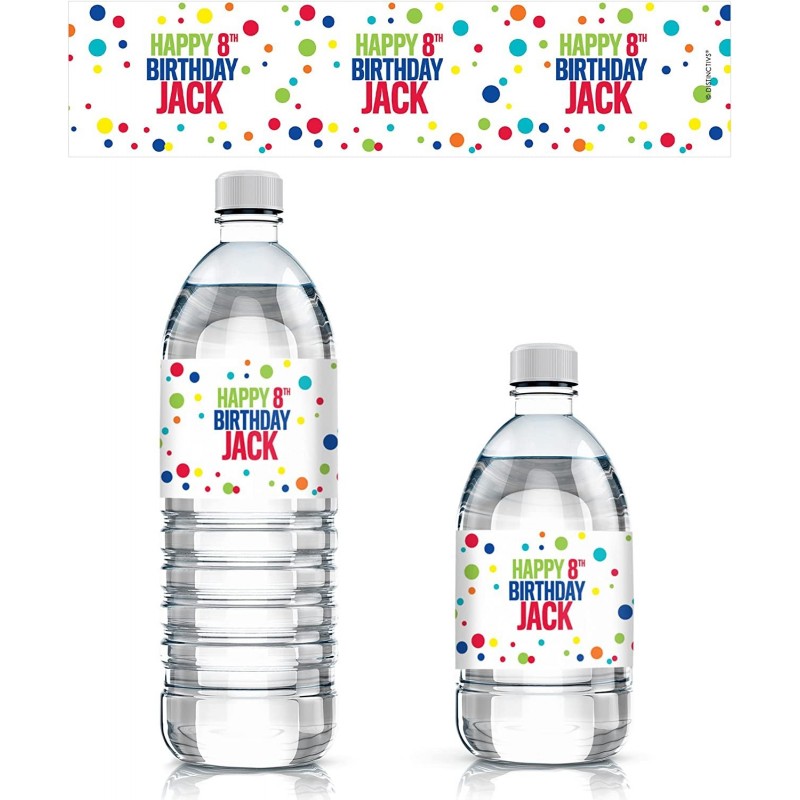 Personalized Multi-Color Happy Birthday Water Bottle Labels - 24 Stickers $27.04 Kids' Stickers