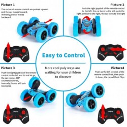 Remote Control Car Double Sided 360°Rotating 4WD RC Cars with Headlights 2.4GHz Stunt Toy Car Rechargeable Toy Cars for Boys ...