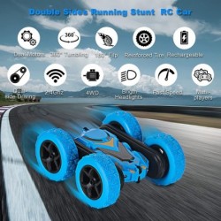 Remote Control Car Double Sided 360°Rotating 4WD RC Cars with Headlights 2.4GHz Stunt Toy Car Rechargeable Toy Cars for Boys ...