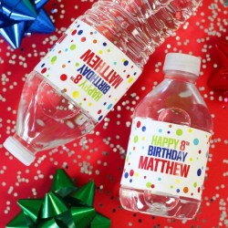 Personalized Multi-Color Happy Birthday Water Bottle Labels - 24 Stickers $27.04 Kids' Stickers