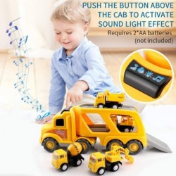 Construction Truck Toys for 3 4 5 6 Years Old Toddlers Kids Boys and Girls Car Toy Set with Sound and Light Play Vehicles in ...