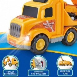 Construction Truck Toys for 3 4 5 6 Years Old Toddlers Kids Boys and Girls Car Toy Set with Sound and Light Play Vehicles in ...