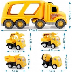 Construction Truck Toys for 3 4 5 6 Years Old Toddlers Kids Boys and Girls Car Toy Set with Sound and Light Play Vehicles in ...