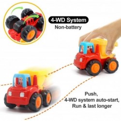 Friction Powered Cars Push and Go Trucks Construction Vehicles Toys Set of Tractor Bulldozer Dump Truck Cement Mixer for Baby...