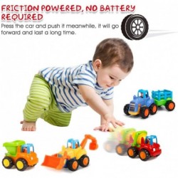 Friction Powered Cars Push and Go Trucks Construction Vehicles Toys Set of Tractor Bulldozer Dump Truck Cement Mixer for Baby...