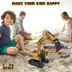 Remote Control Excavator Toy Truck Rc Excavators Heavy Duty Metal and Plastic Construction Truck 1:24 Scale Full Functional C...