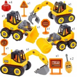 Construction Toys Take Apart Truck Toys Play Set Bulldozer Grab Loader Road Roller Excavator Kid STEM Construction Vehicles G...