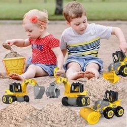 Construction Toys Take Apart Truck Toys Play Set Bulldozer Grab Loader Road Roller Excavator Kid STEM Construction Vehicles G...